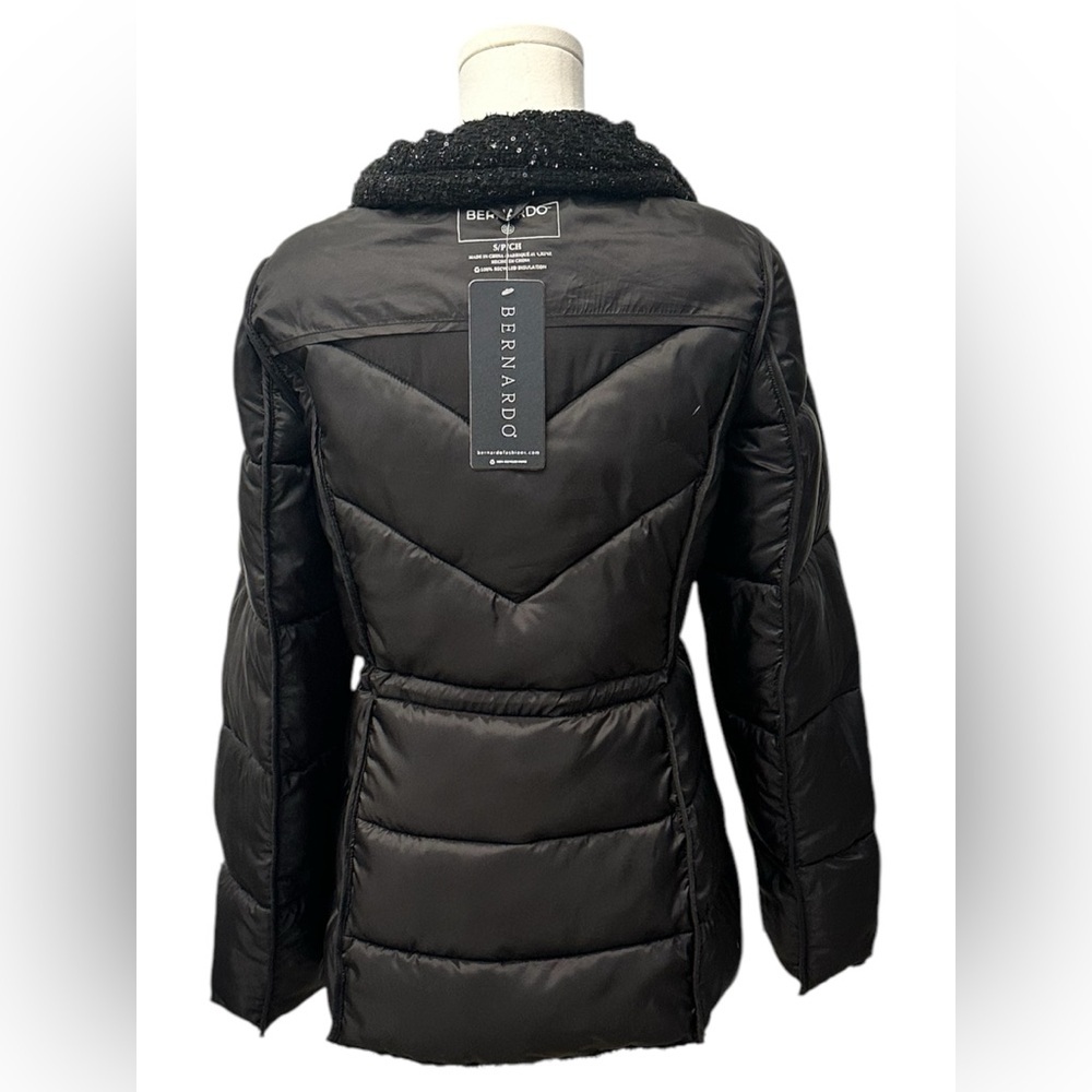 🆕 Bernardo Tweed Puffer Coat Jacket Black Shimmer Women’s Size Small NWT - Picture 6 of 8